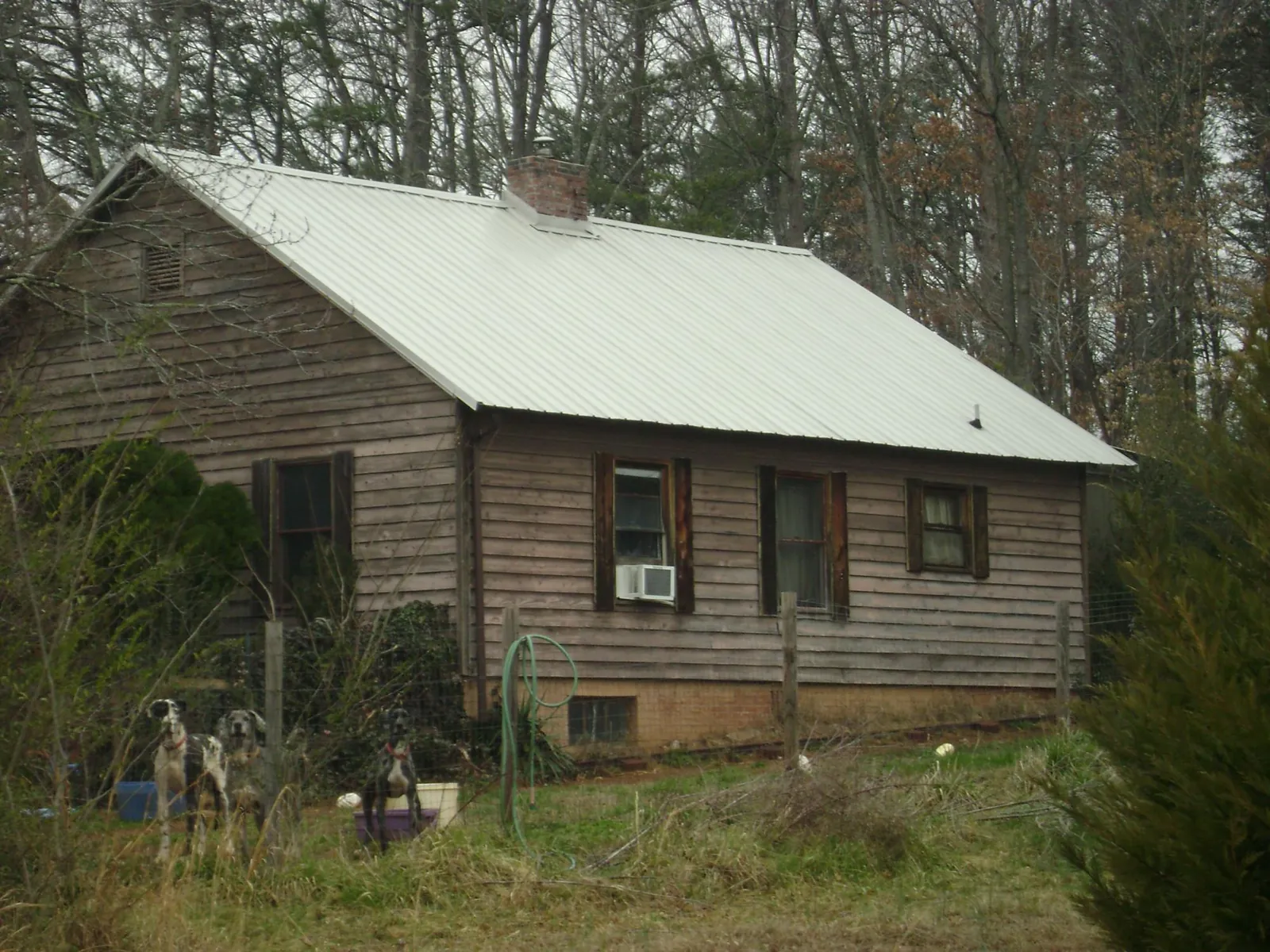 White metal roof on an old wood sided farmhouse, from a Asphalt Shingle Roof Repair job in Rockford